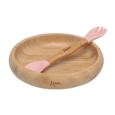 Σετ φαγητού Bamboo Ροζ KIOKIDS